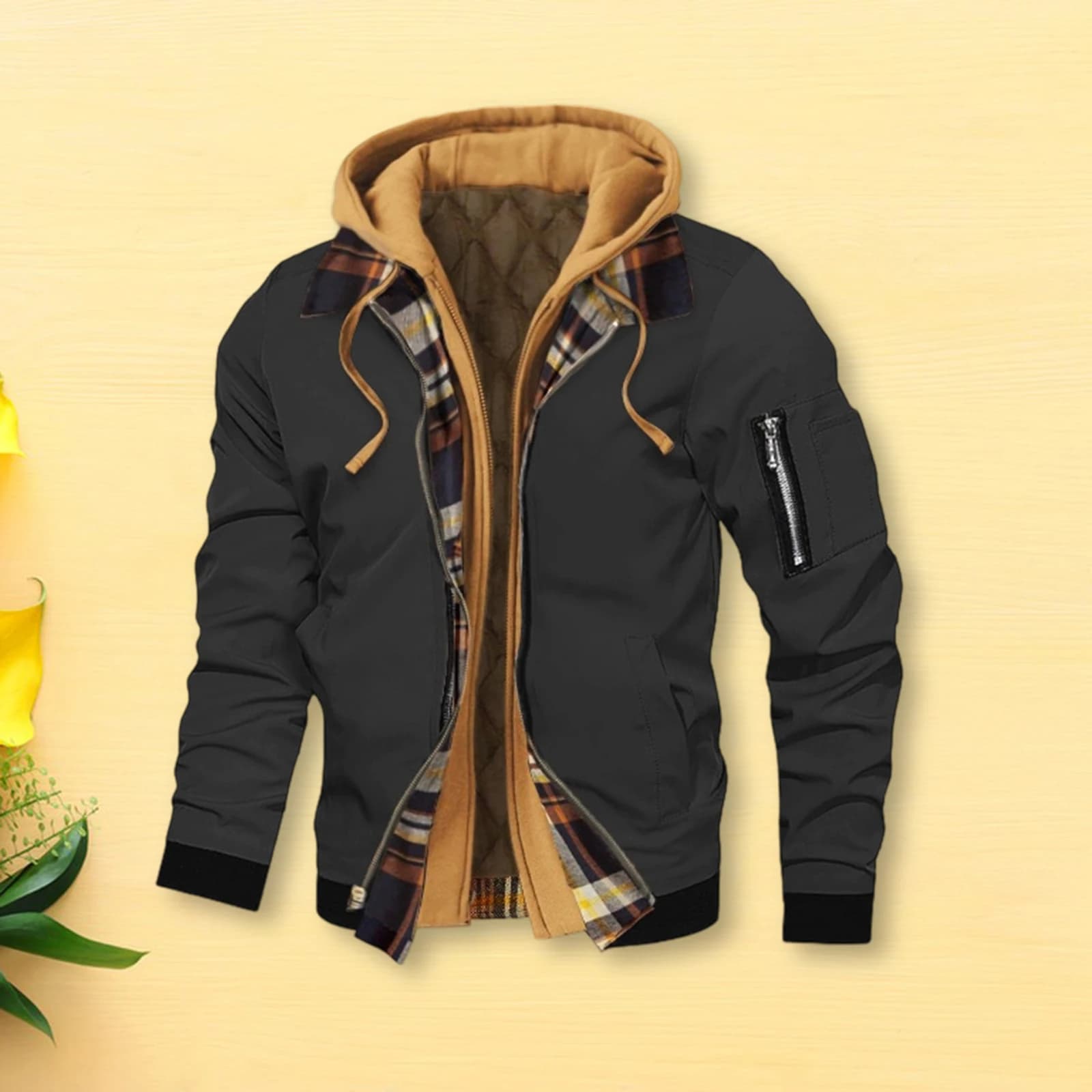 Veste pêche hiver homme fausse deux pièces - Vêtement chaud à fermeture pour pêche froide