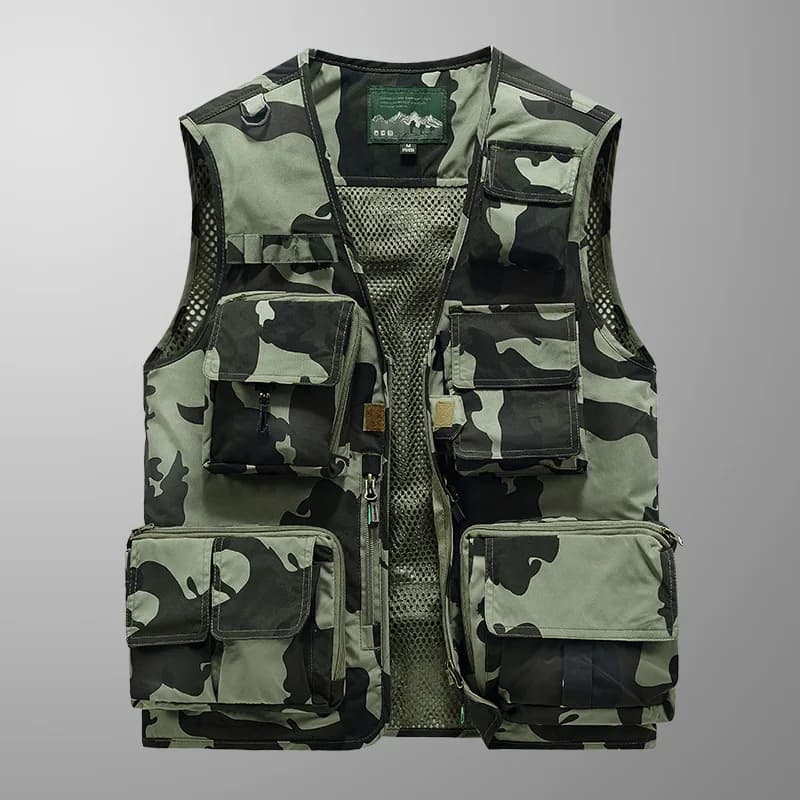 Veste de pêche homme 2023 multi-poches respirante en mesh pour extérieur et randonnée