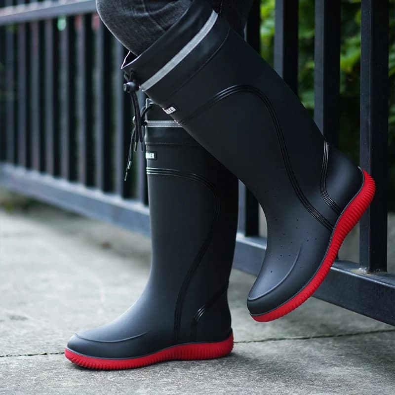 Bottes de pluie haut de gamme unisexe - Modèles mi-mollet avec cordon anti-dérapant imperméable