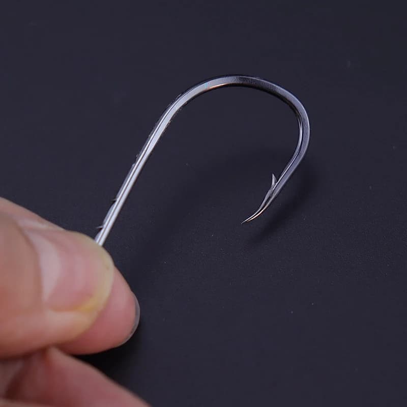 Lot de 50 hameçons pêche en mer acier haute teneur en carbone, longue tige double porte-appât