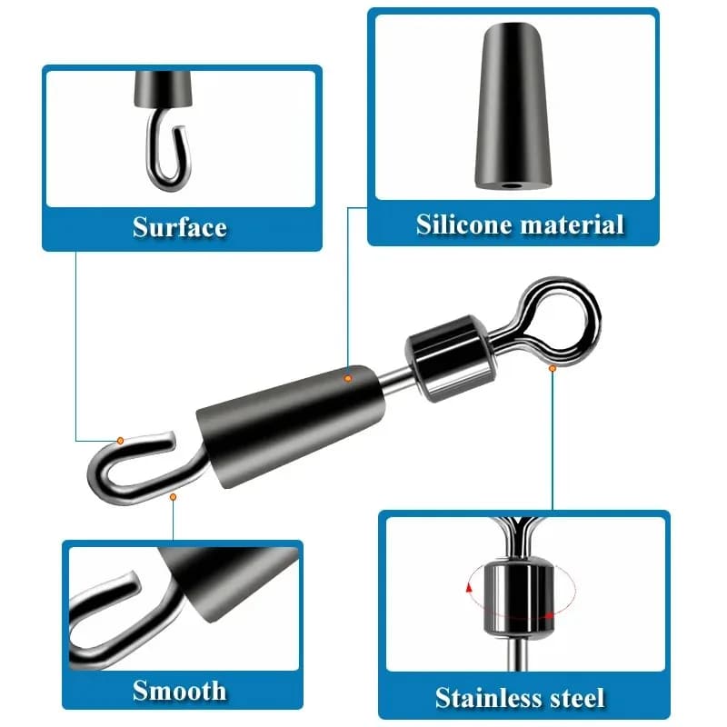 30/50PCS Bearing Swivels Ball Bearing Swivel Solid Rings Fishing Connector Ocean