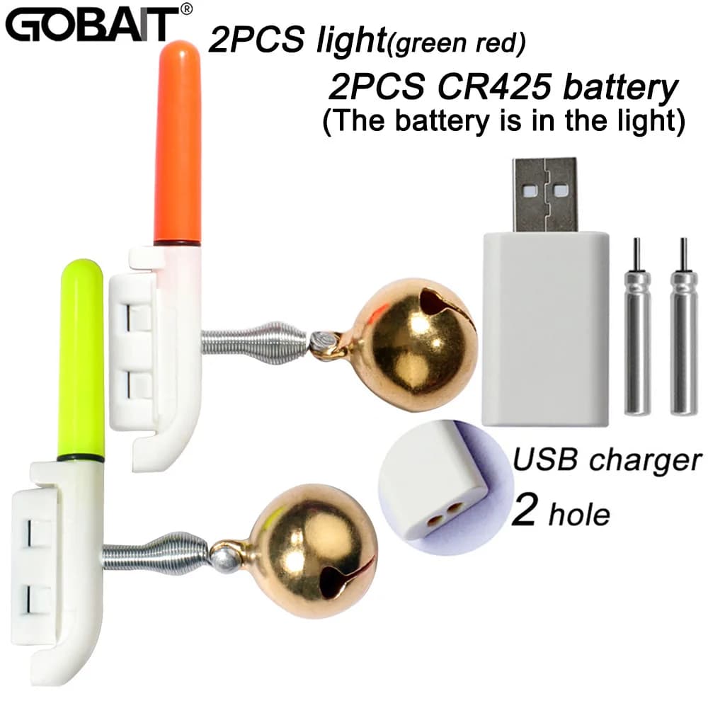 Alarme de touche lumineuse Fish Bite avec chargeur USB et capteur CR425 pour pêche nocturne