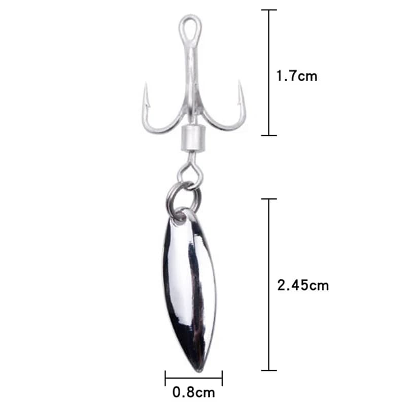 Pack de 5 hameçons triples avec palette spinner pour leurres pêche mer - Kit appâts carnassiers