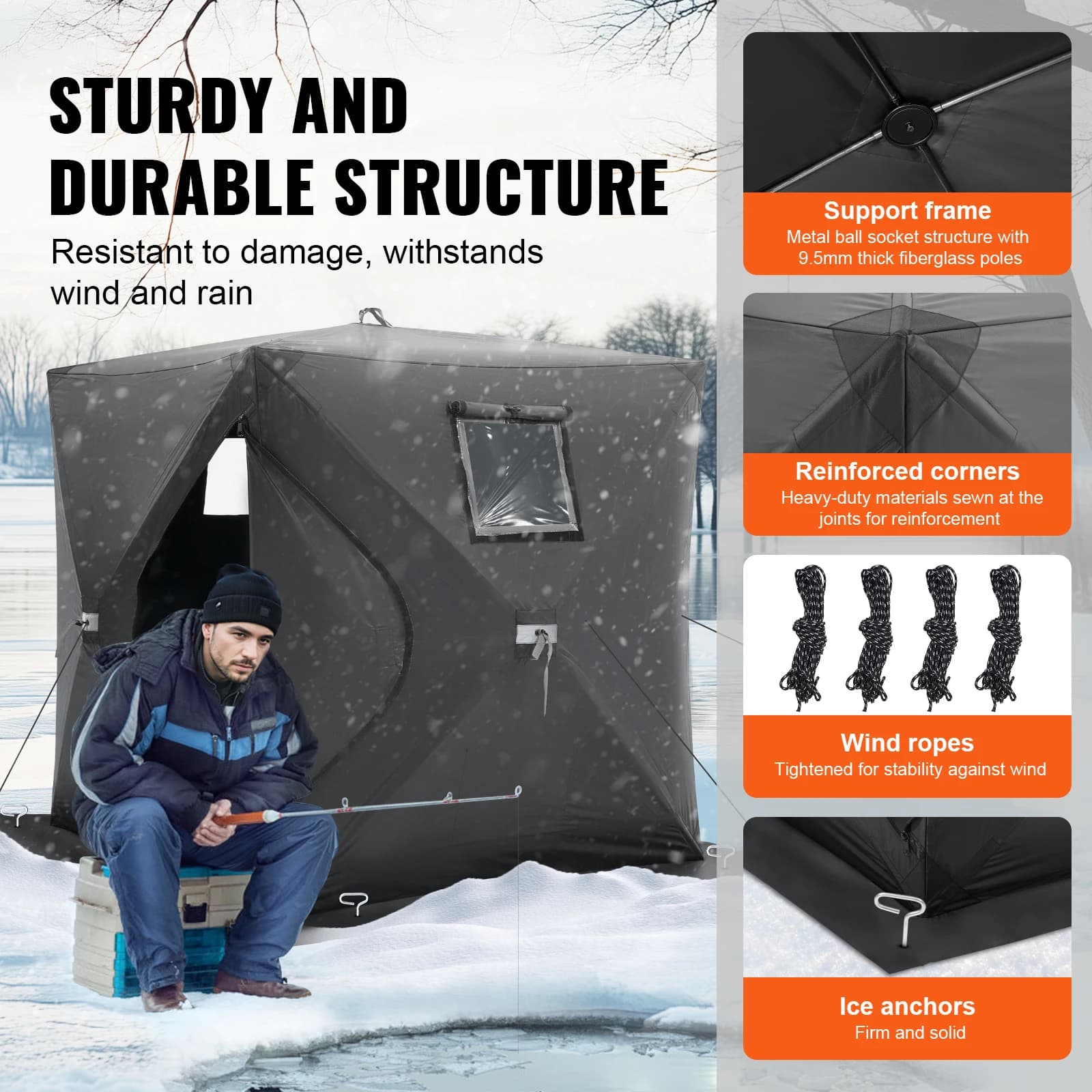 Tente de pêche sur glace portable SucceBuy 1-2 personnes - abri hiver étanche avec ancres et sac de transport