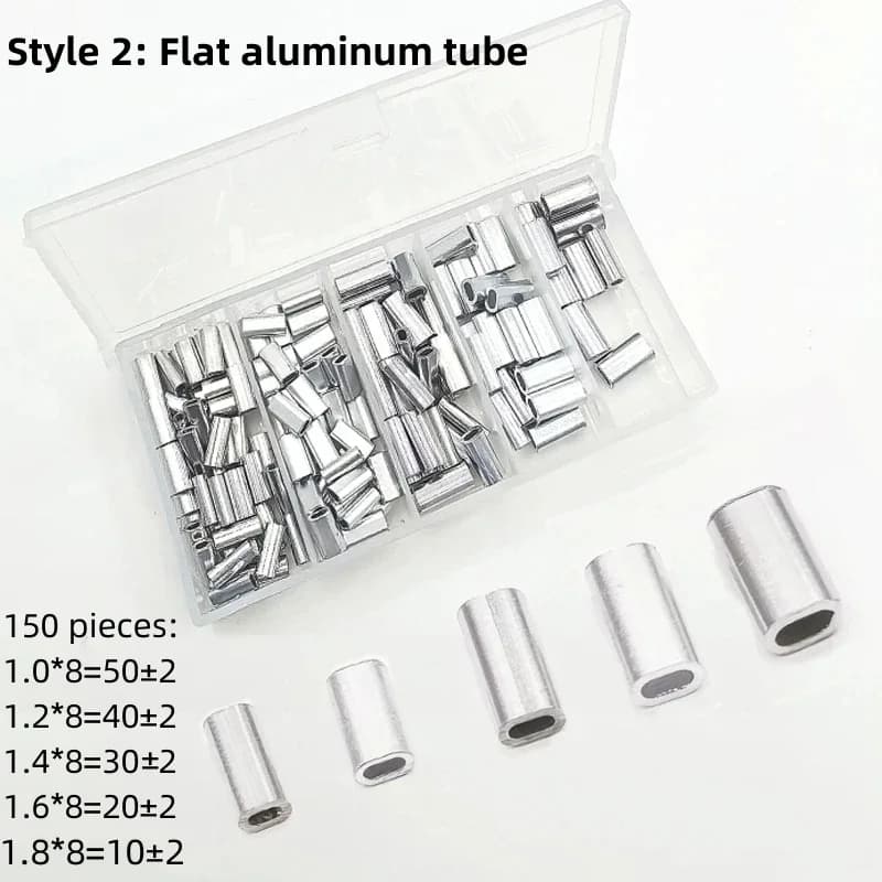Manchons aluminium pour sertir les lignes de pêche, tube et connecteurs, lot de 150 à 200 pièces accessoires