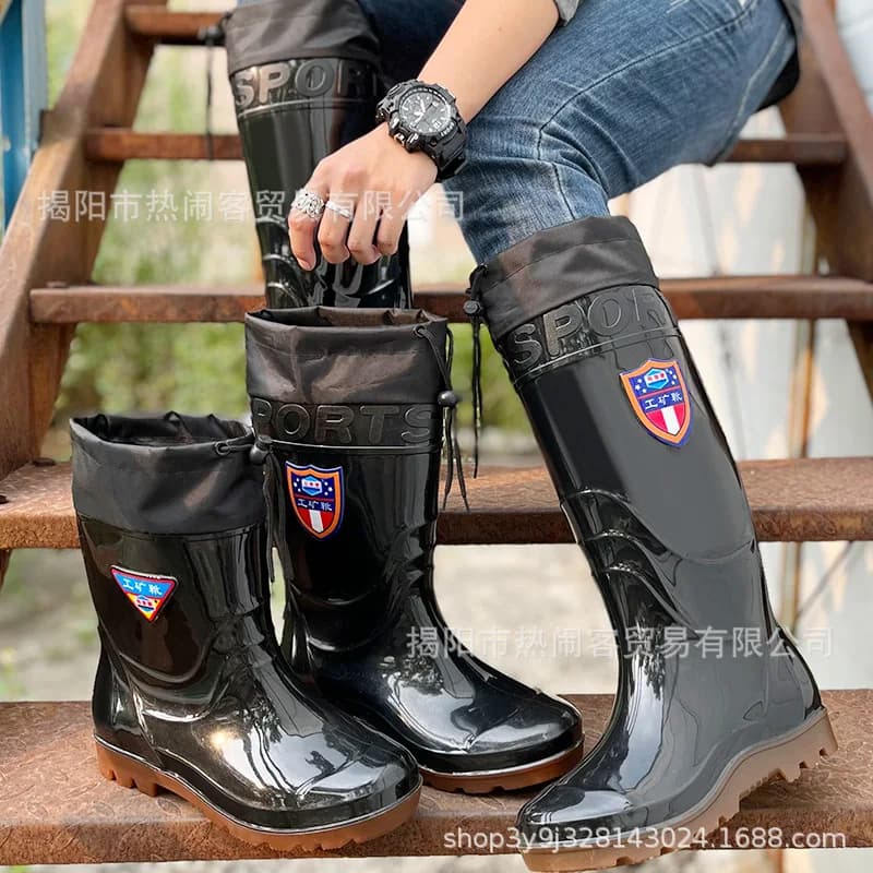 Bottes de pluie homme imperméables antidérapantes hautes pour travail et protection pluie matériau durable
