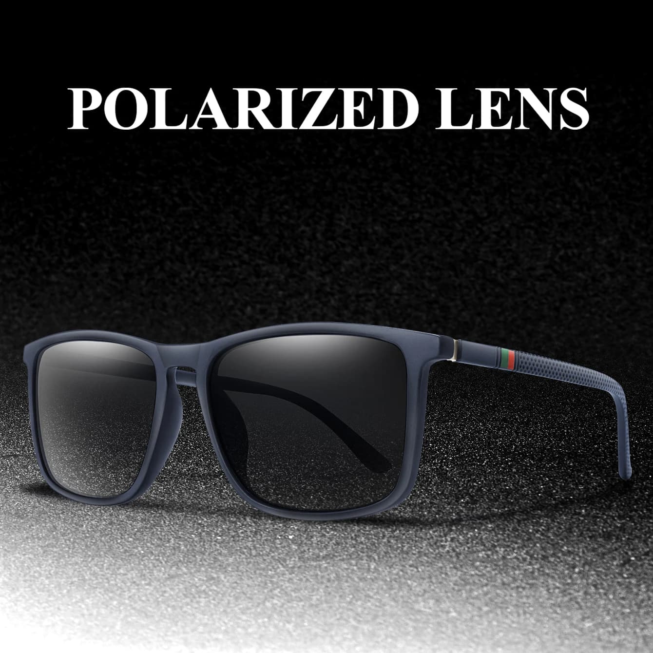 Lunettes de pêche luxe carrées polarisées anti-vent cyclisme conduite UV400 - Haut de gamme