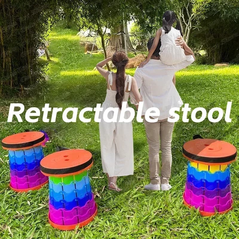 Tabouret rétractable arc-en-ciel pour voyage - Siège pliant portable train et activités outdoor