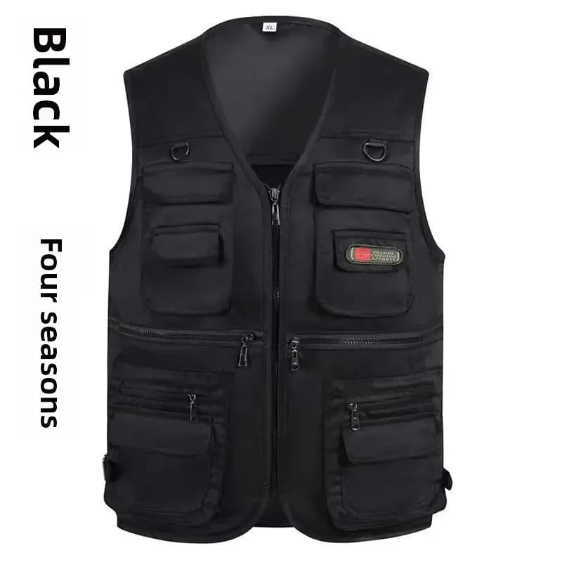Veste multi-poches pêche homme décontractée - Vêtement extérieur ample pour activités outdoor et photographie