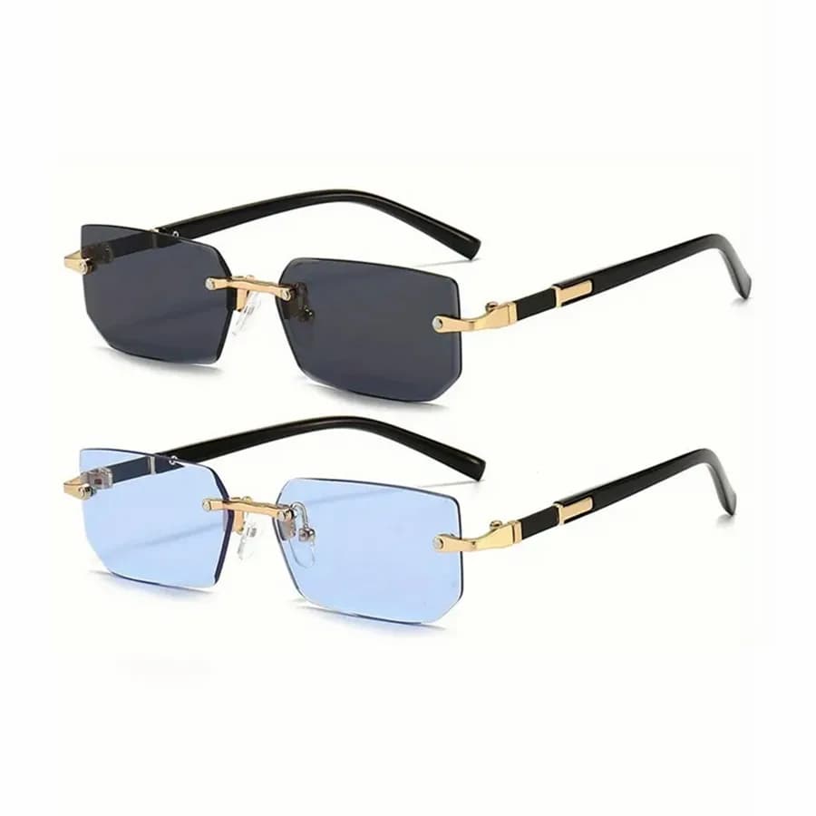 Lunettes de soleil sans monture rectangulaires pour pêche voyage - Modèle tendance femme homme été