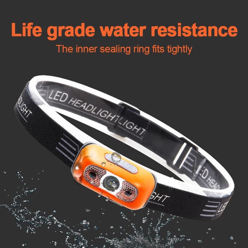 Mini lampe frontale LED portable rechargeable détecteur induction puissant travail urgence