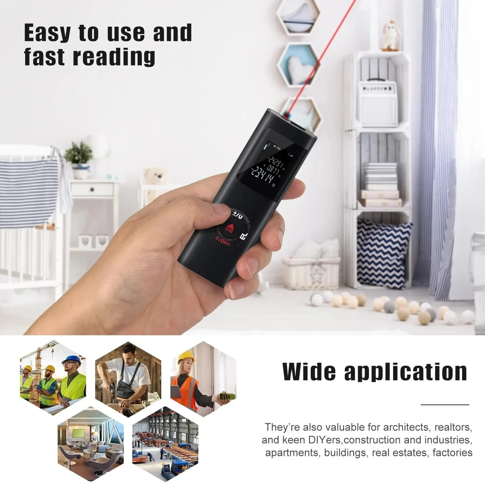 Mini télémètre laser intelligent rechargeable USB - Mesure 40/60 mètres portable pour pêche