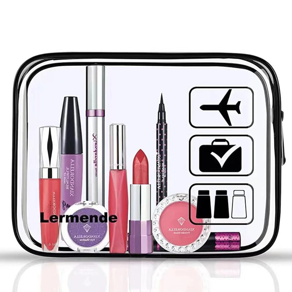 Lot 3 pochettes de toilette transparentes étanches voyage - Trousse maquillage minimaliste PVC anti-fuites