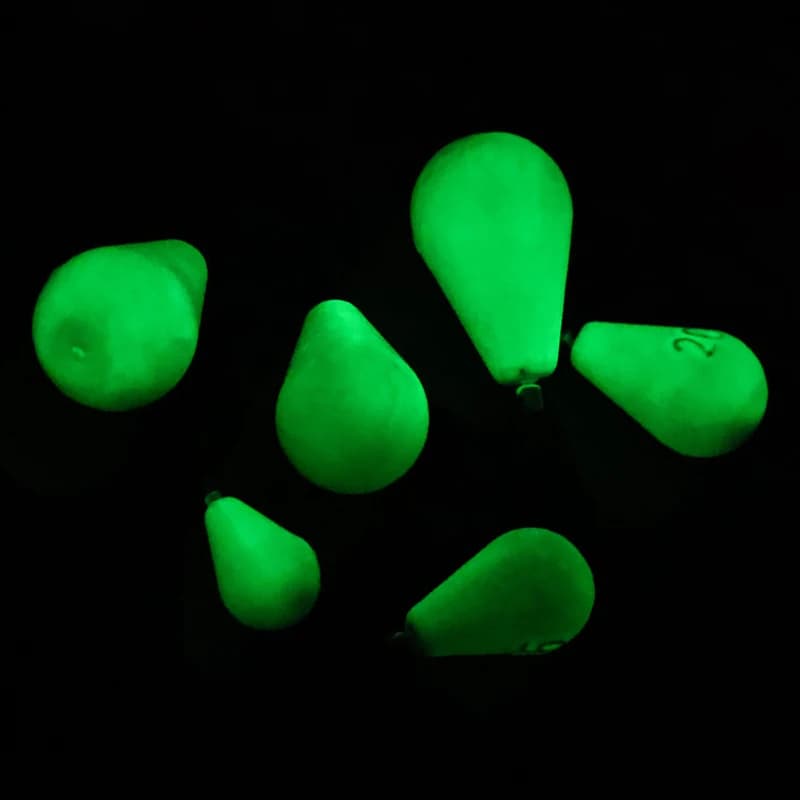 Plombs lumineux pêche plombée 30g à 150g tailles 8-40 - Sinkers brillants nuit mer rivière