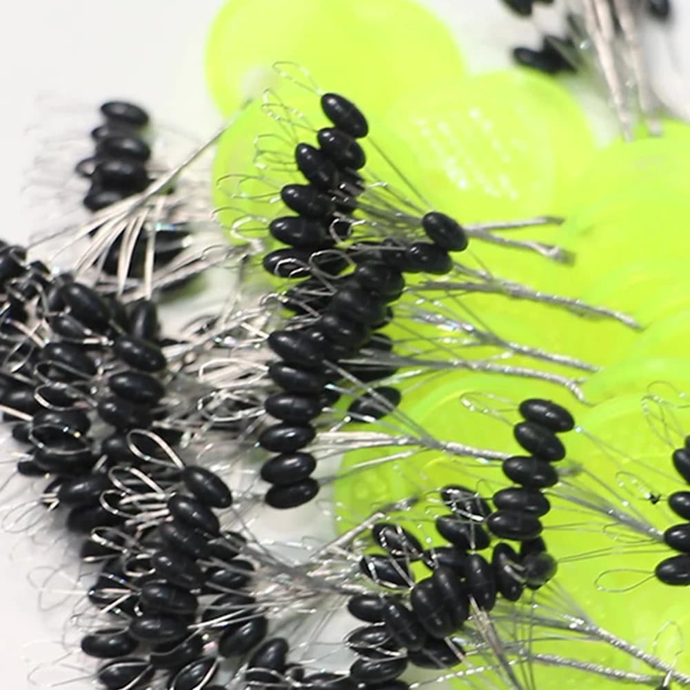 Stopper pêche caoutchouc ovale noir pour flotteur et ligne, équipement carpe en groupes 10 à 50