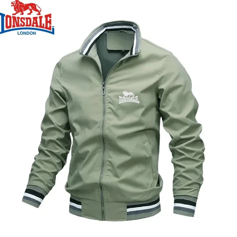 Veste homme à col montant avec broderie et fermeture éclair - Veste imperméable pour pêche et sports extérieurs