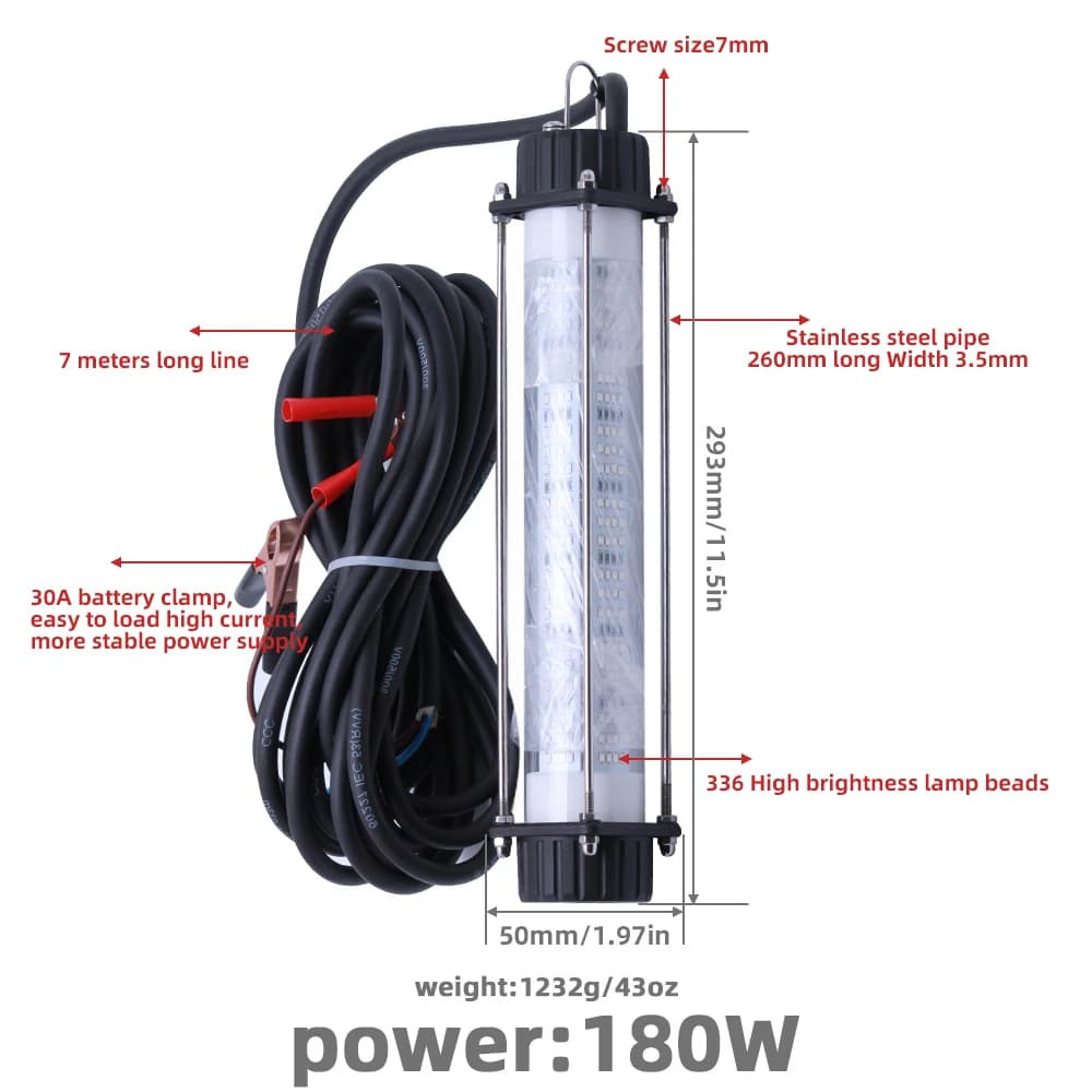 Lampe de pêche puissante à large spectre pour attirer efficacement les poissons en profondeur