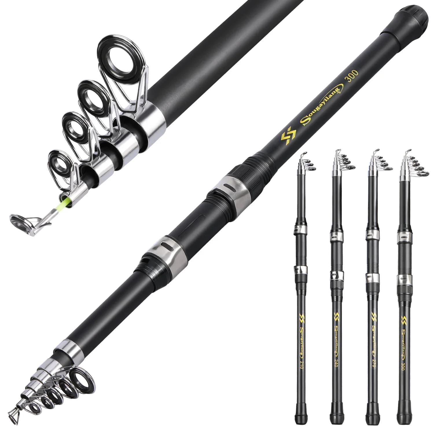 Canne Sougayilang Carbon Fishing Rod 2.1-3.0m Telescopic Baitcasting Rod Portable Leisure Saltwater Fishing