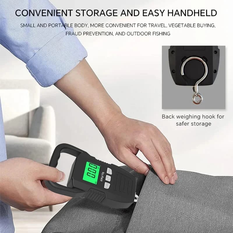 Balance numérique portable 60Kg - Pèse-bagages LCD avec rétroéclairage pour pêche et voyage