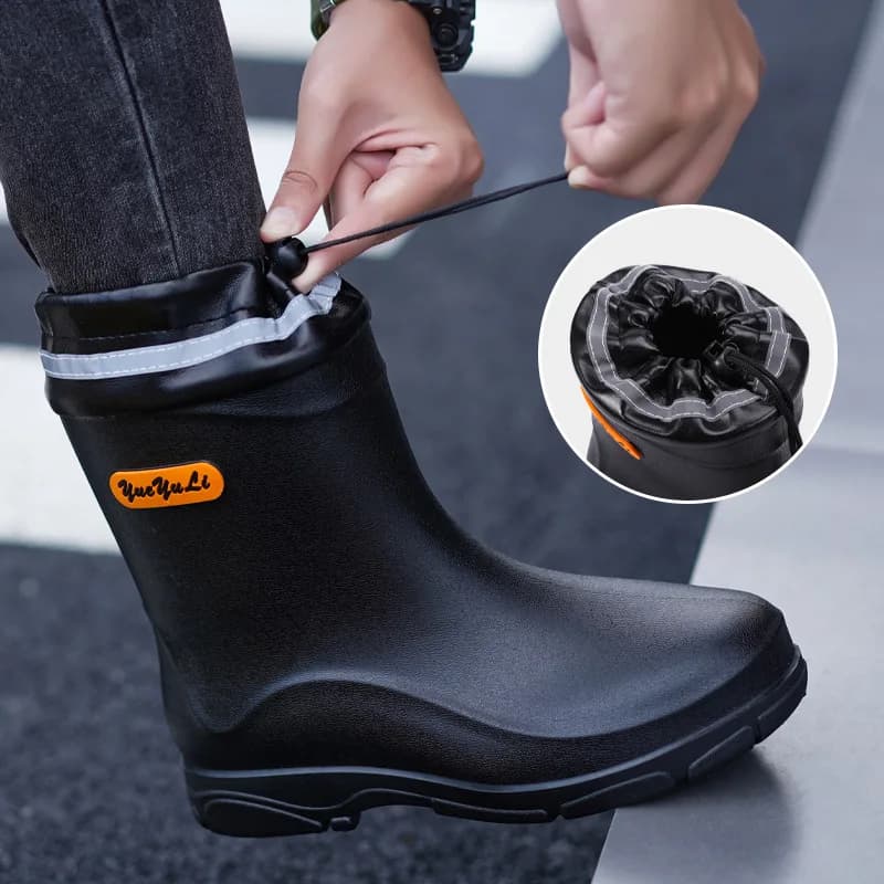 Bottes de pluie mi-mollet tendance pour homme - Travail en cuisine, pêche et lavage auto