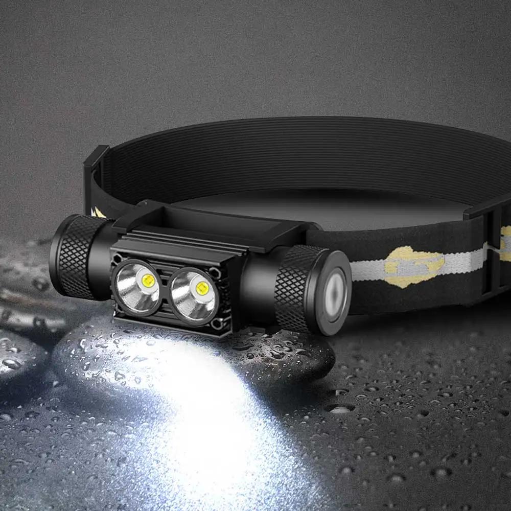 Lampe frontale BORUiT D25 double LED 2000LM étanche Type-C pour pêche et camping - Ultra-puissante