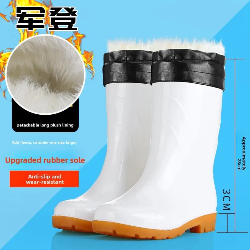 Bottes de pêche blanches anti-dérapantes mi-mollet imperméables pour chef et extérieur