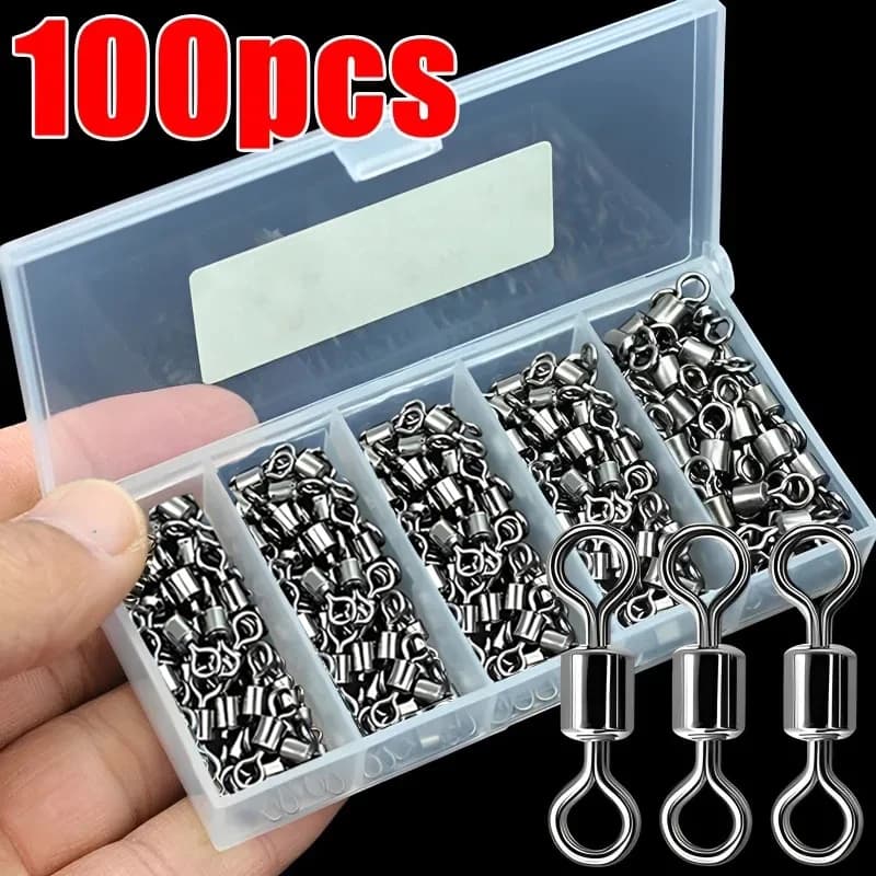 50-100pcs roulements à billes pêche connecteurs acier inoxydable accessoires carpe hameçons leurres