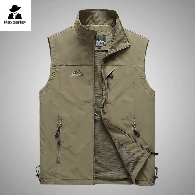 Gilet automne pêche photo loisirs - Veste sans manches jeune adulte couleur unie extérieur décontracté
