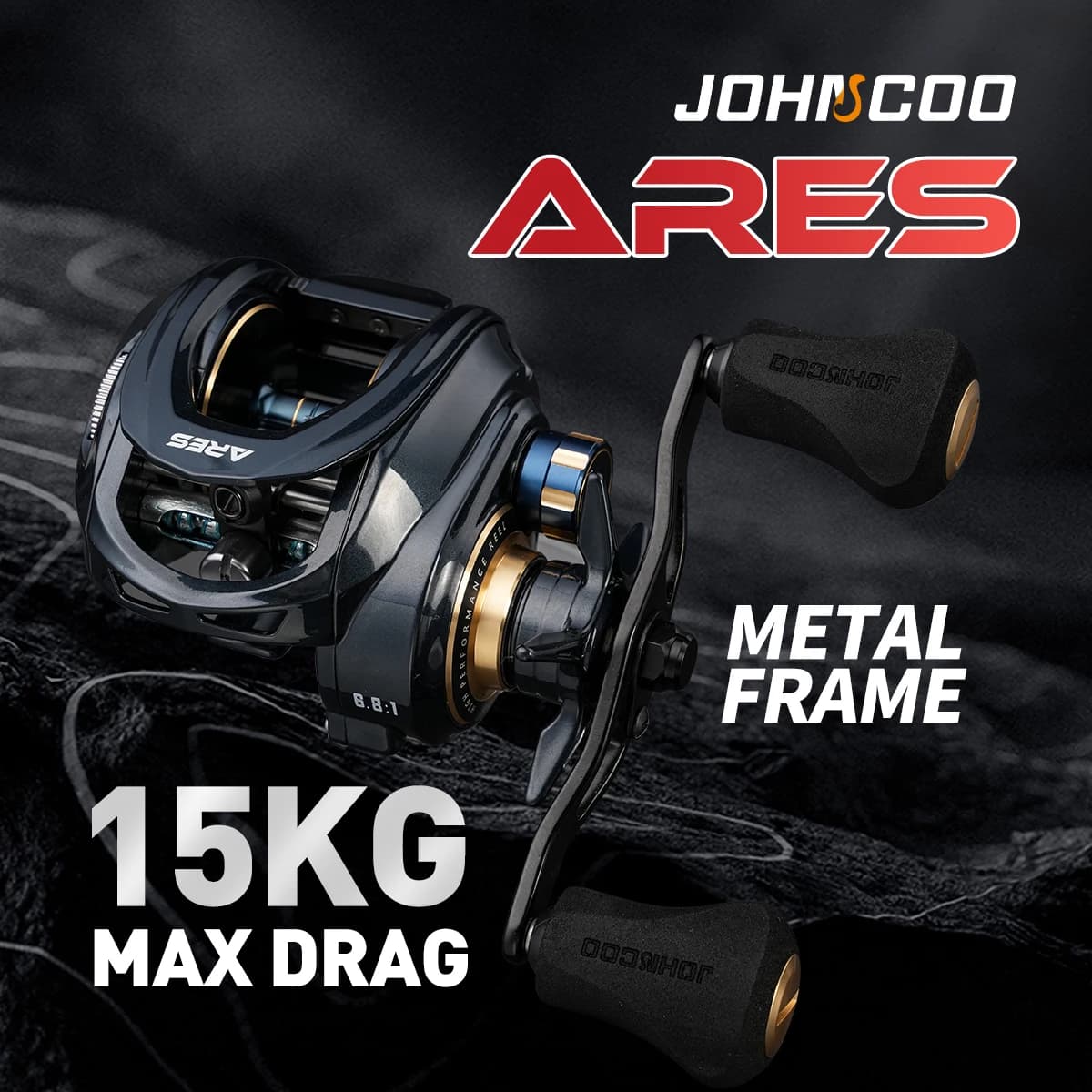 Moulinet baitcasting métal 15KG frein 7+1 roulements - Cadre aluminium eau douce et mer