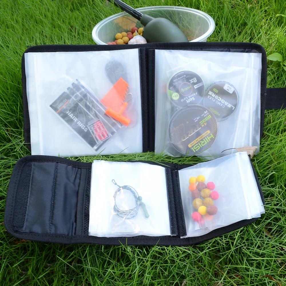 Sac de rangement transparent pour montages de pêche carpe porte-leurres et hair rigs