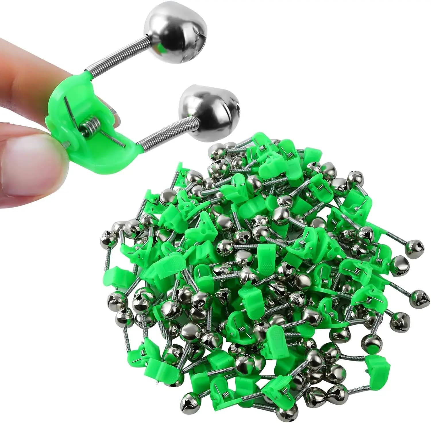 50 cloches plastique double alarme super sonores pour pêche nuit glace clips cannes accessoires