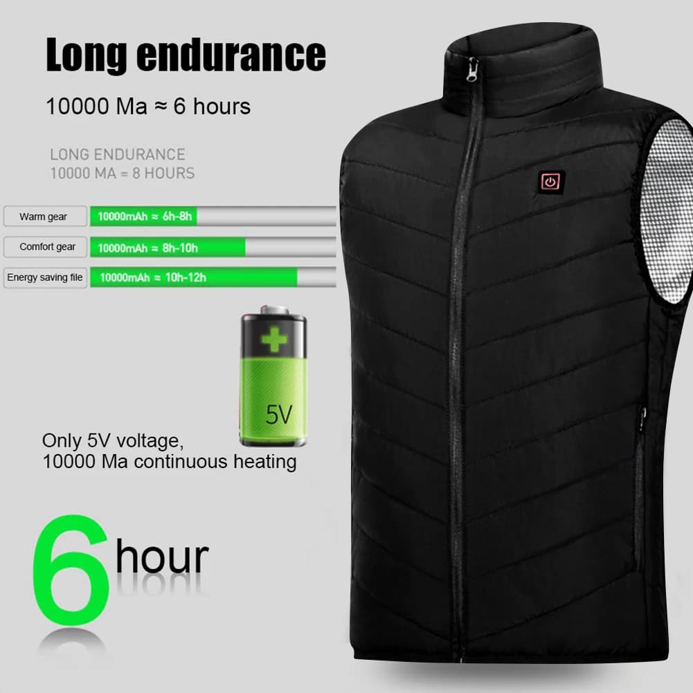 Veste chauffante 9 zones électrique USB - Manteau graphene pêche outdoor hommes femmes sport hiver