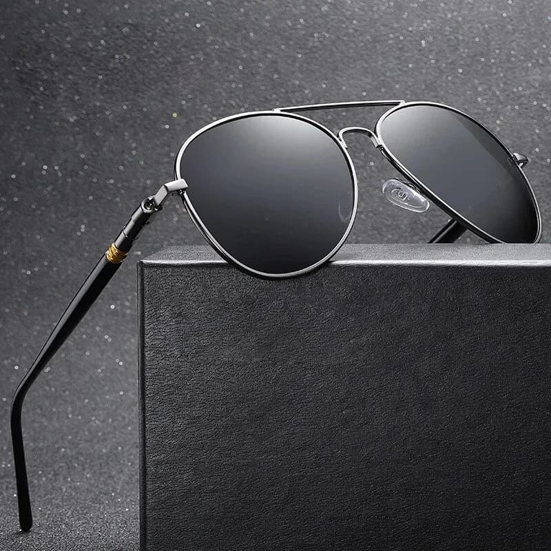 Lunettes aviateur polarisées luxe pêche conduite - Monture métal UV400 homme femme