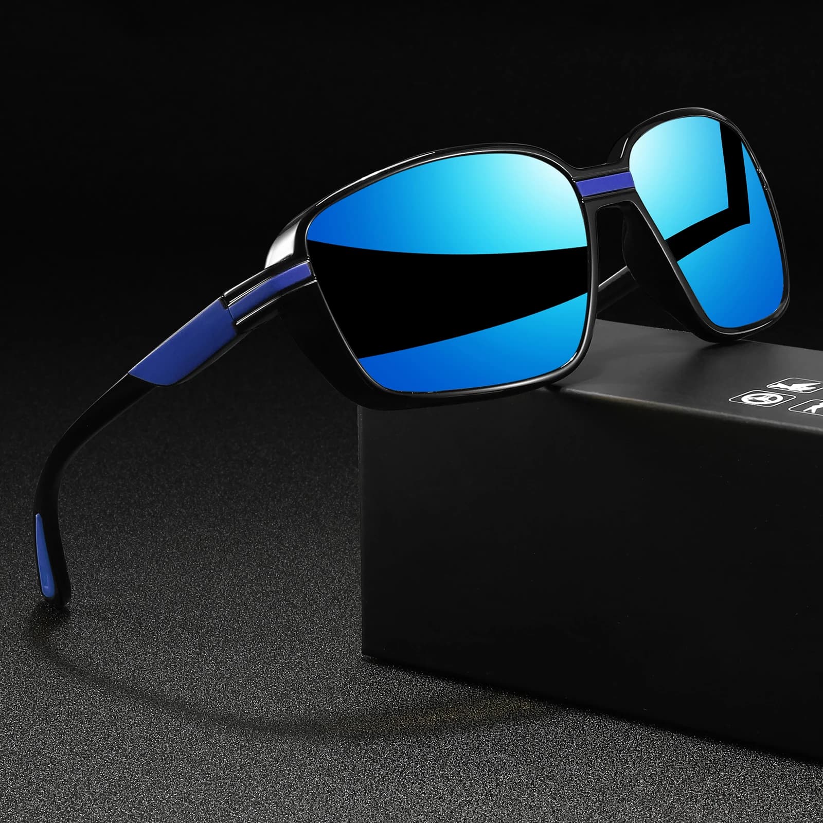 Lunettes de pêche polarisées sport carrées oversize - Protection UV400, ajustement enveloppant pour pêcheurs