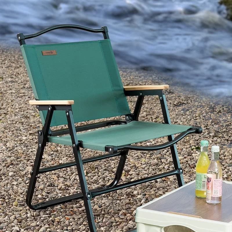 Chaise pêche ultra-légère pliante aluminium cadre noir camping été barbecue plage extérieure