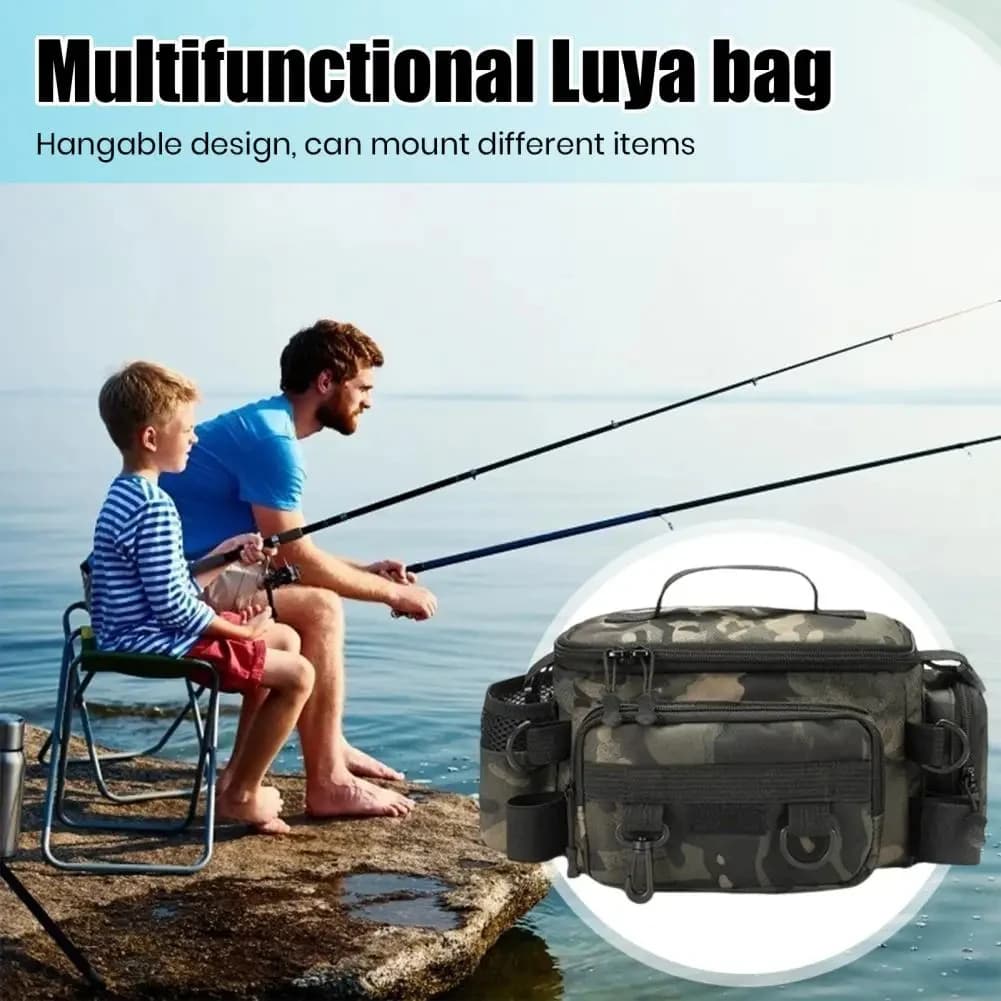Sac à dos pêche polyvalent avec porte-cannes intégré rangement matériel pêche sport extérieur