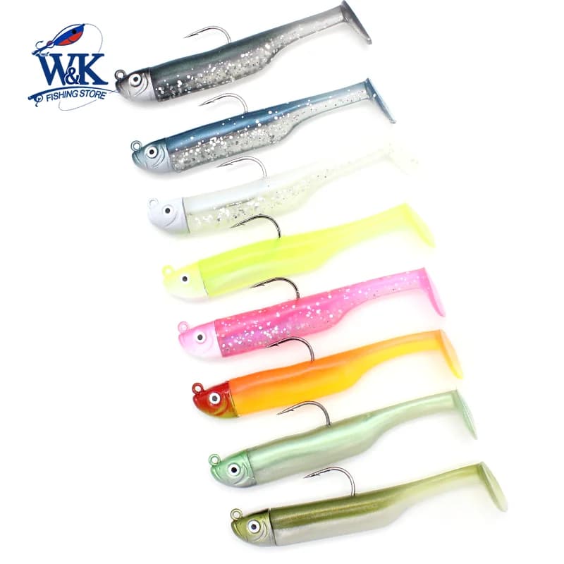 Kit Leurre Souple Slinky Shad 6cm avec Tête Plombée 5g pour Pêche aux Poissons de Roches