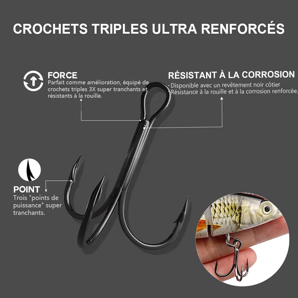 Leurre souple articulé VTAVTA 10-14 cm, appât dur 8 segments pour la pêche aux leurres crankbait