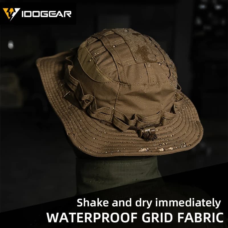 Casquette boonie tactique IDOGEAR 3623 large bord pour pêche et chasse - Ajustable respirant