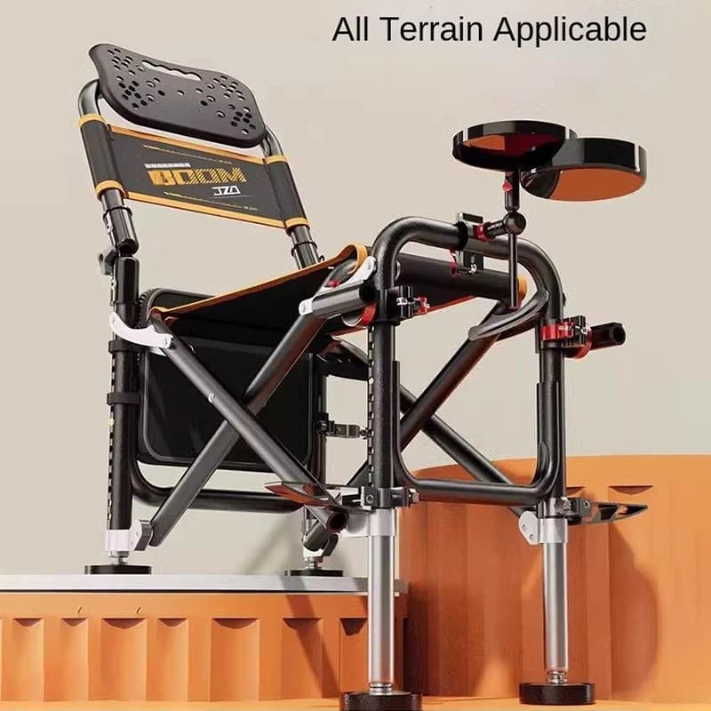 Chaise de pêche multifonction pliable complète - Siège chevalier pêcheur portable avec équipement intégré