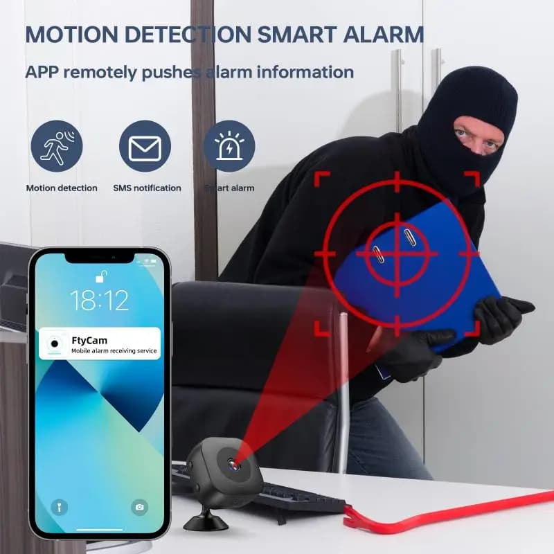 Caméra de sécurité mini WiFi 4K vision nocturne détection mouvement audio bidirectionnel pour surveillance