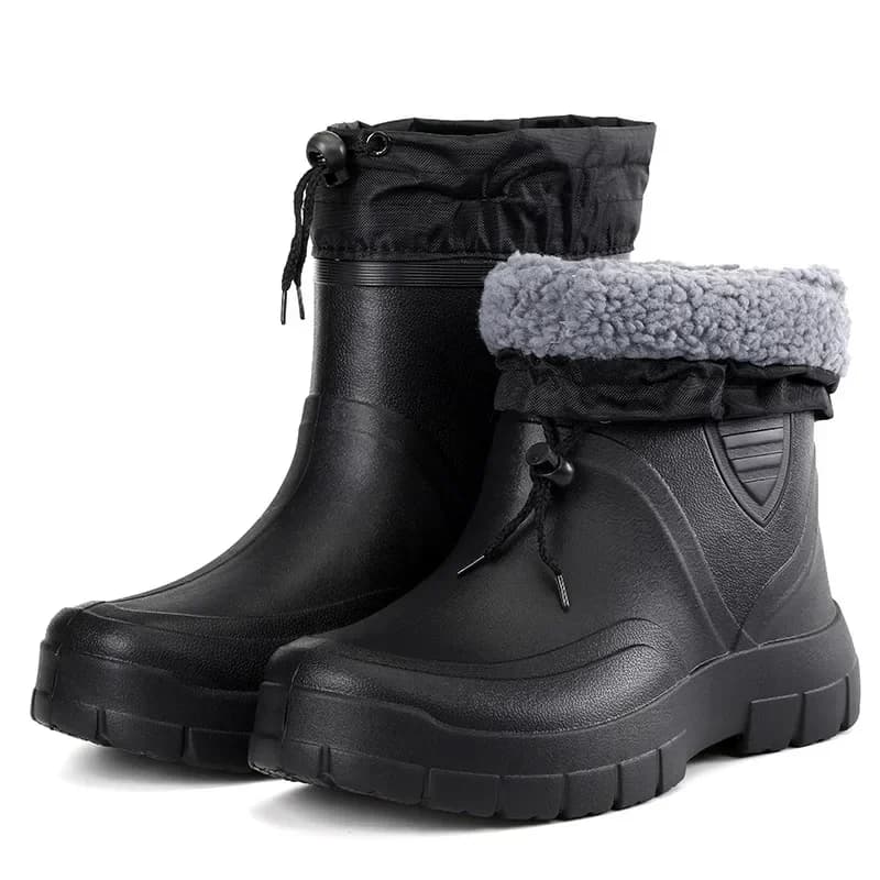 Bottes de pluie homme imperméables 2024 anti-vent avec rembourrage coton - Chaussures pêche chaudes