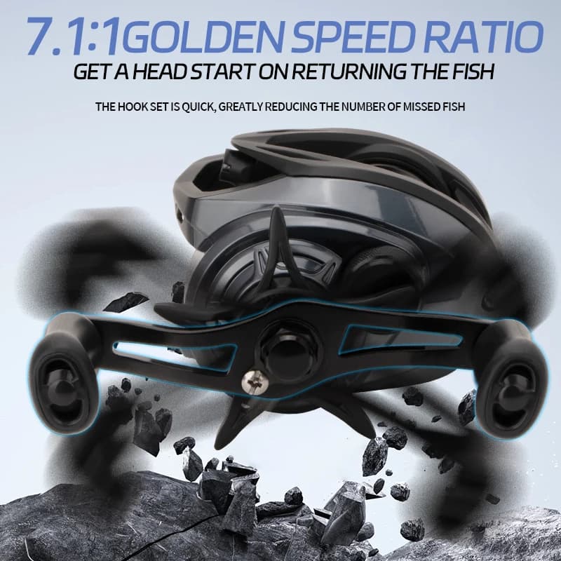Moulinet baitcasting électrique DEUKIO DC pour carpe - Ratio 7.1:1 avec système électronique