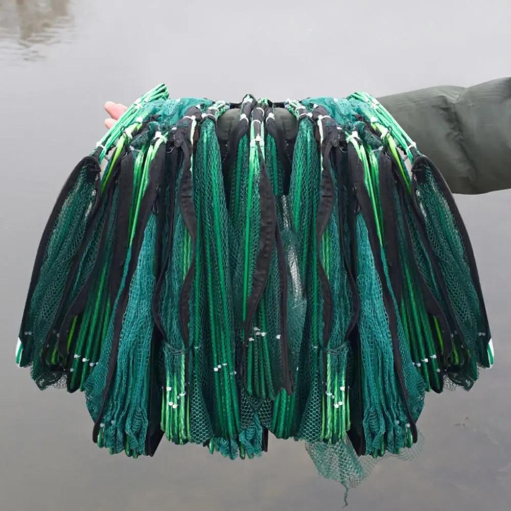 Filet de pêche pliable et durable avec 6 à 10 trous - Cage maille nylon verte