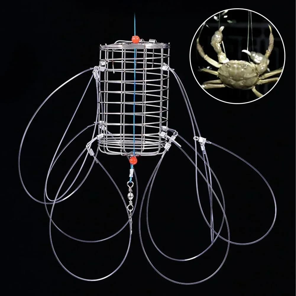 Piège à crabes en acier inoxydable avec appât - Cage de pêche pour crustacés et poissons