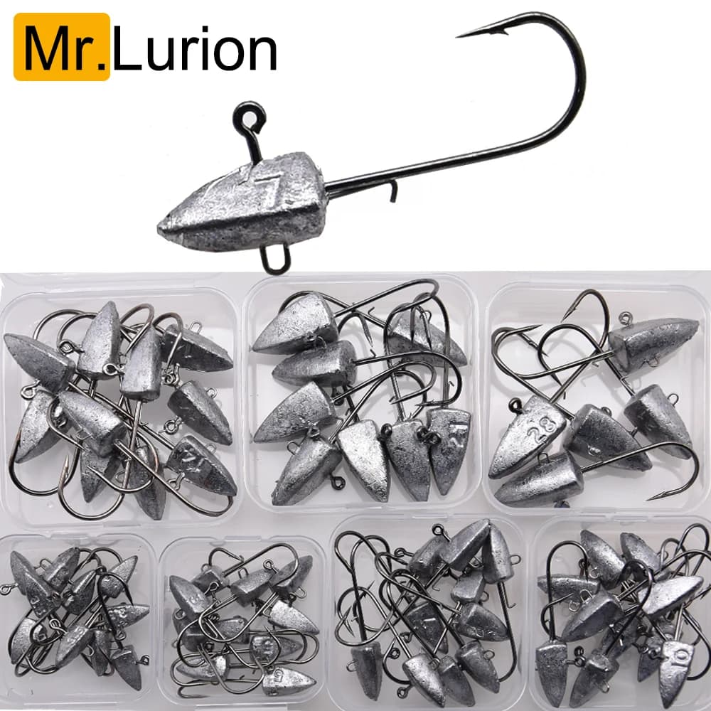 Têtes de pêche Triangle Head NED Hooks 3.5g à 28g pour leurres souples et jigging