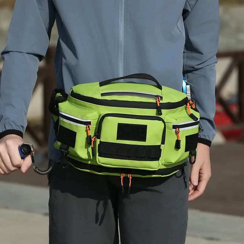 Sac banane pêche homme molle multi-poches pour leurres, chasse, randonnée, vélo et running - pratique