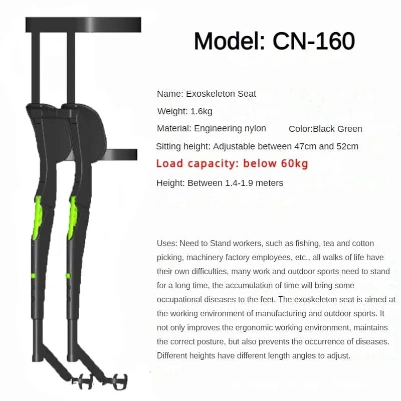 Chaise pliante exosquelette portable pour pêche, sport et voyage capacité 130kg