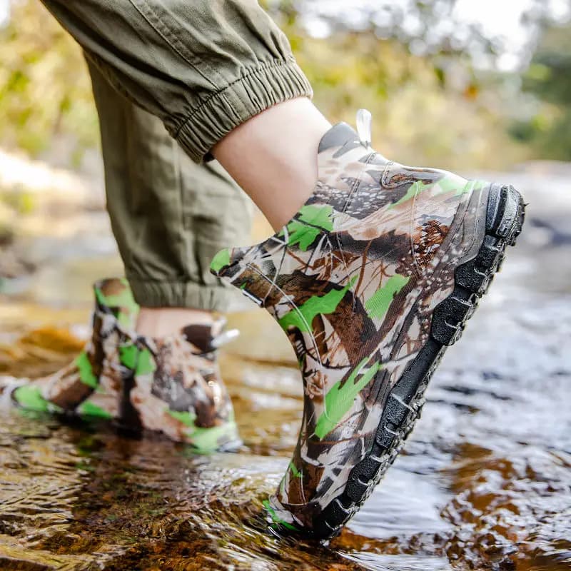Bottes jardin pêche camouflage basse - Chaussures homme imperméables doublées polaire qualité 2025