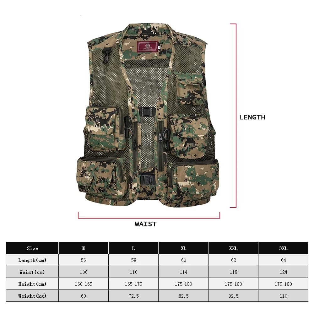 Veste de pêche estivale respirante à multiples poches déperlante et séchage rapide pour activités extérieures